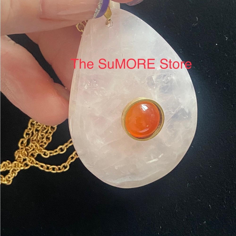 Rose Quartz & Red Agate Necklace - Picture 3 of 6